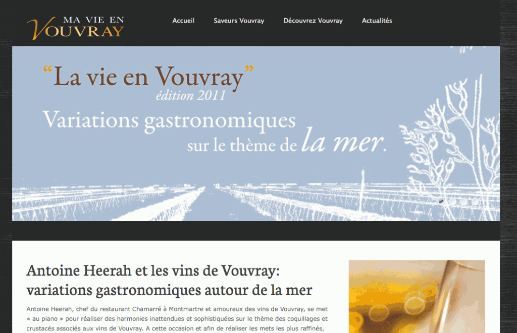 page d'accueil du site www.mavieenvouvray.com